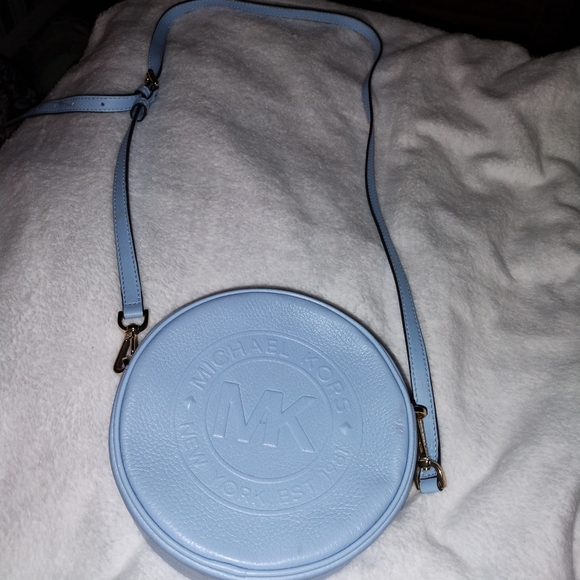 Michael Kors Fulton Small Logo Debossed Leather Canteen Crossbody Bag GUC - Picture 7 of 13